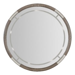 Modern Mood Round Wood Framed Mirror in Brown by Hooker Furniture