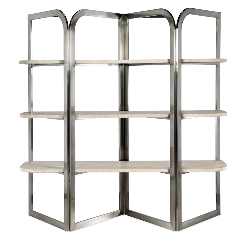 Modern Mood Metal Framed Etagere w/ Natural Finished Shelves by Hooker Furniture