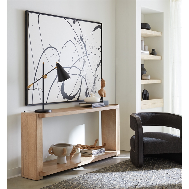Retreat Wood Open Shelf Console Table in Dune Beige by Hooker Furniture