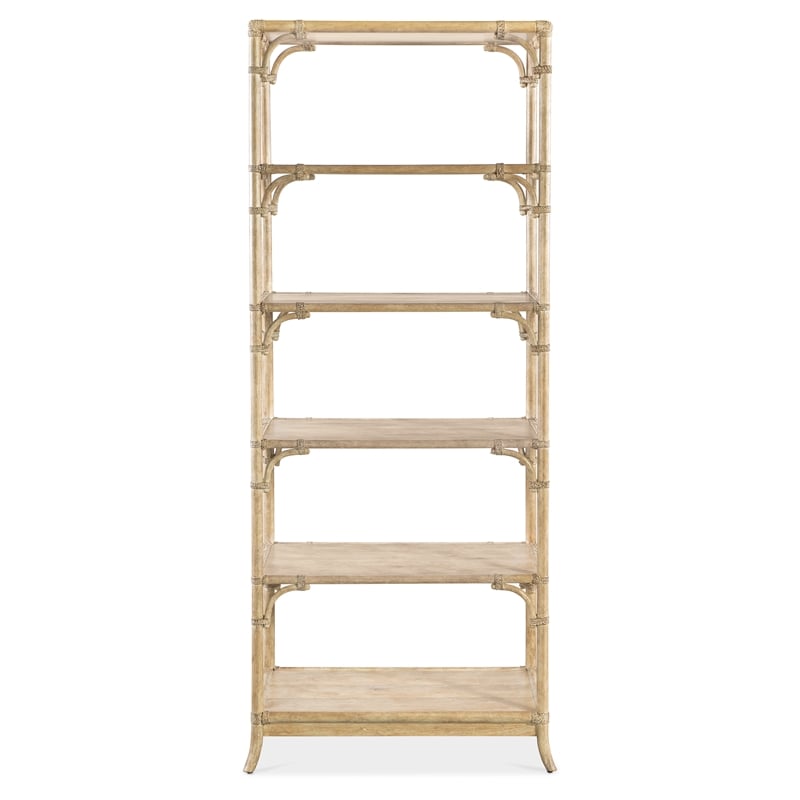 Retreat Pole Rattan Wood Framed Bookcase in Beige by Hooker Furniture