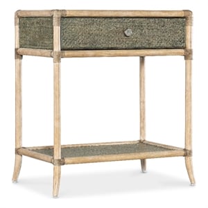 Retreat Wood Pole Rattan Bedside Table in Beige by Hooker Furniture