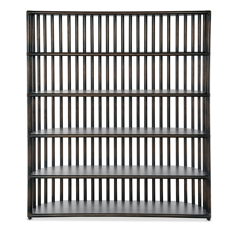 Retreat Slatted Wood Framed Bookcase in Black by Hooker Furniture