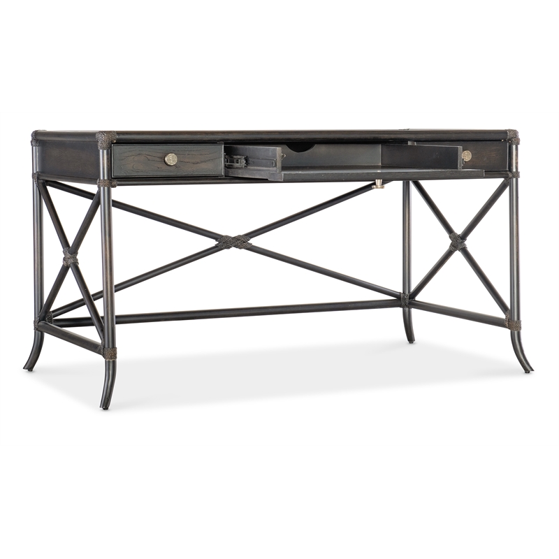 Retreat Pole Rattan Wood Writing Desk in Black by Hooker Furniture
