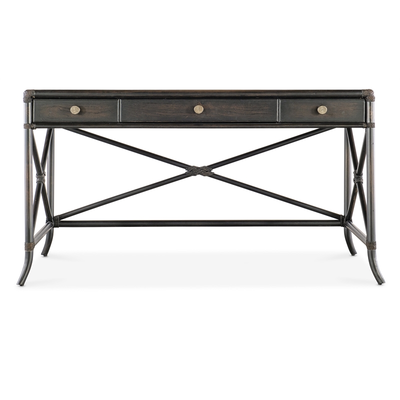 Retreat Pole Rattan Wood Writing Desk in Black by Hooker Furniture