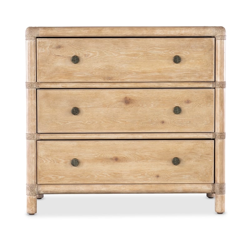 Retreat Wood Pole Rattan Nightstand in Beige by Hooker Furniture