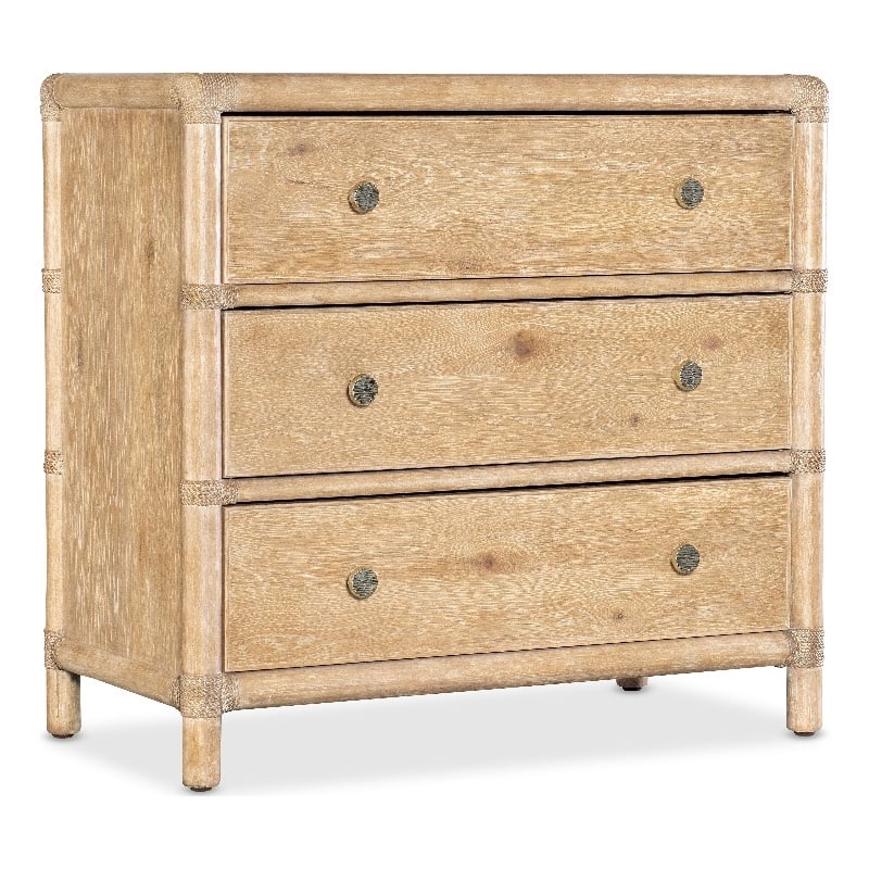 Retreat Wood Pole Rattan Nightstand in Beige by Hooker Furniture