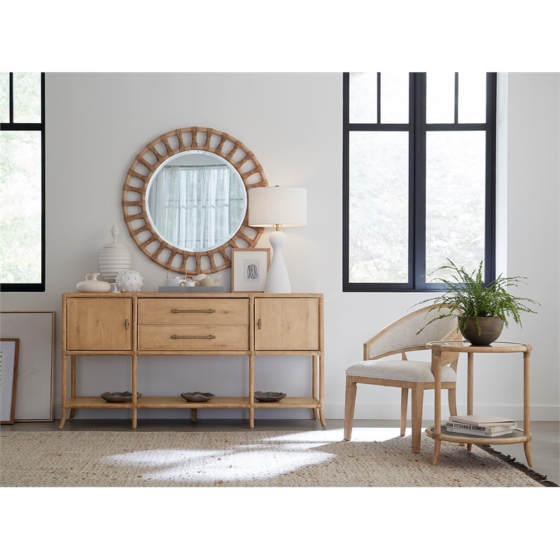Retreat Raffia Wood End Table in Beige by Hooker Furniture