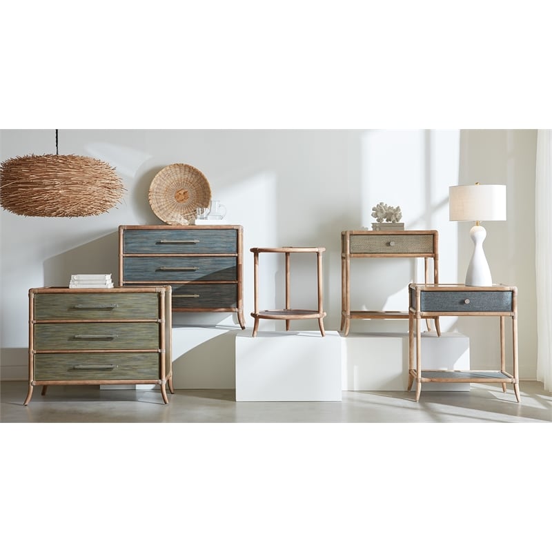 Retreat Raffia Wood End Table in Beige by Hooker Furniture