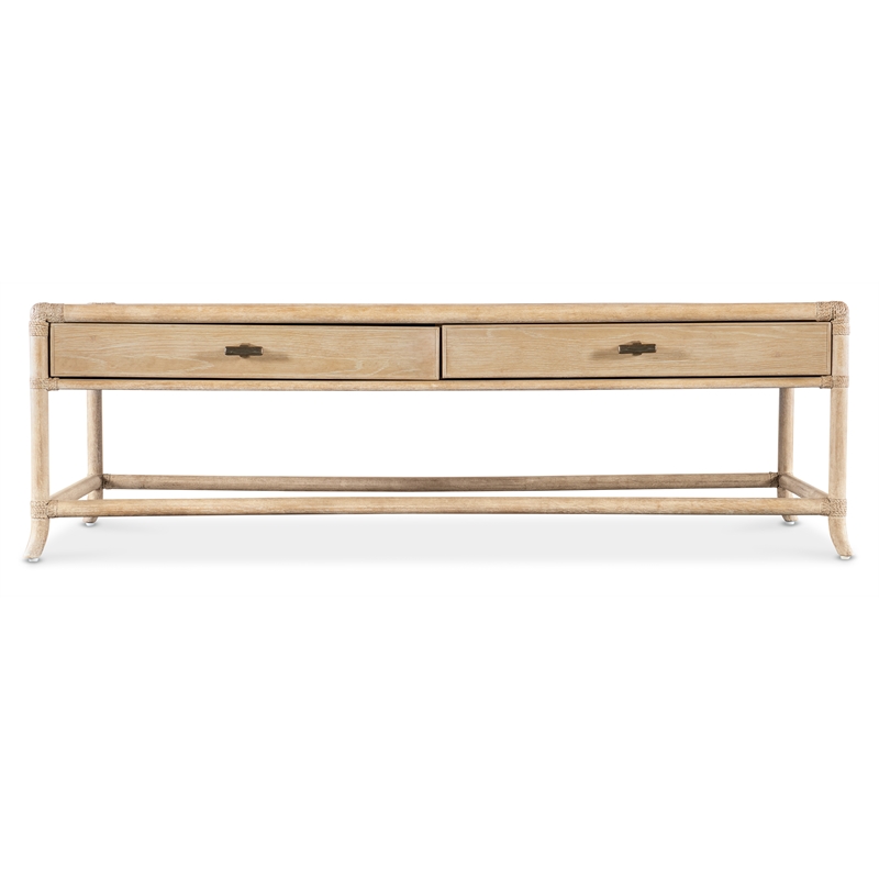 Retreat Pole Rattan Wood Cocktail Table in Beige by Hooker Furniture