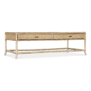 Retreat Pole Rattan Wood Cocktail Table in Beige by Hooker Furniture