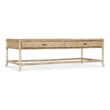 Retreat Pole Rattan Wood Cocktail Table in Beige by Hooker Furniture