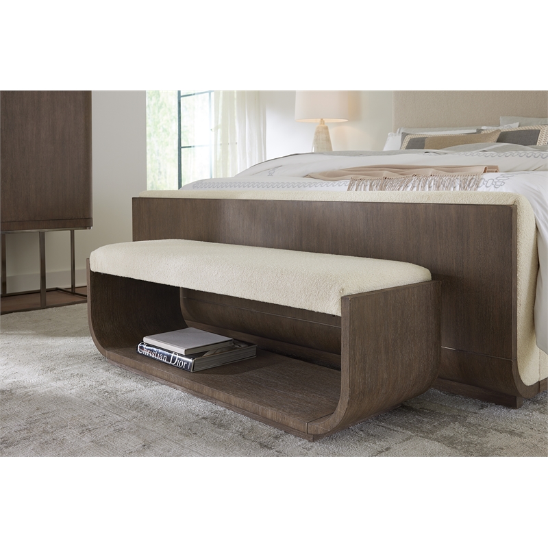 Modern Mood Fabric Seat Bed Bench in Brown by Hooker Furniture