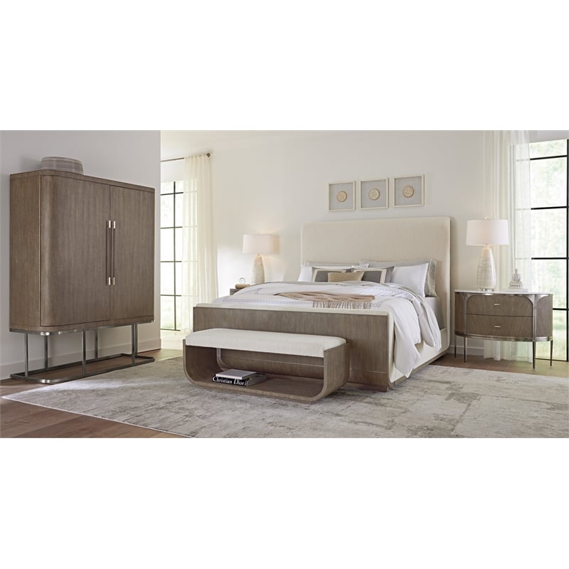 Modern Mood Fabric Seat Bed Bench in Brown by Hooker Furniture