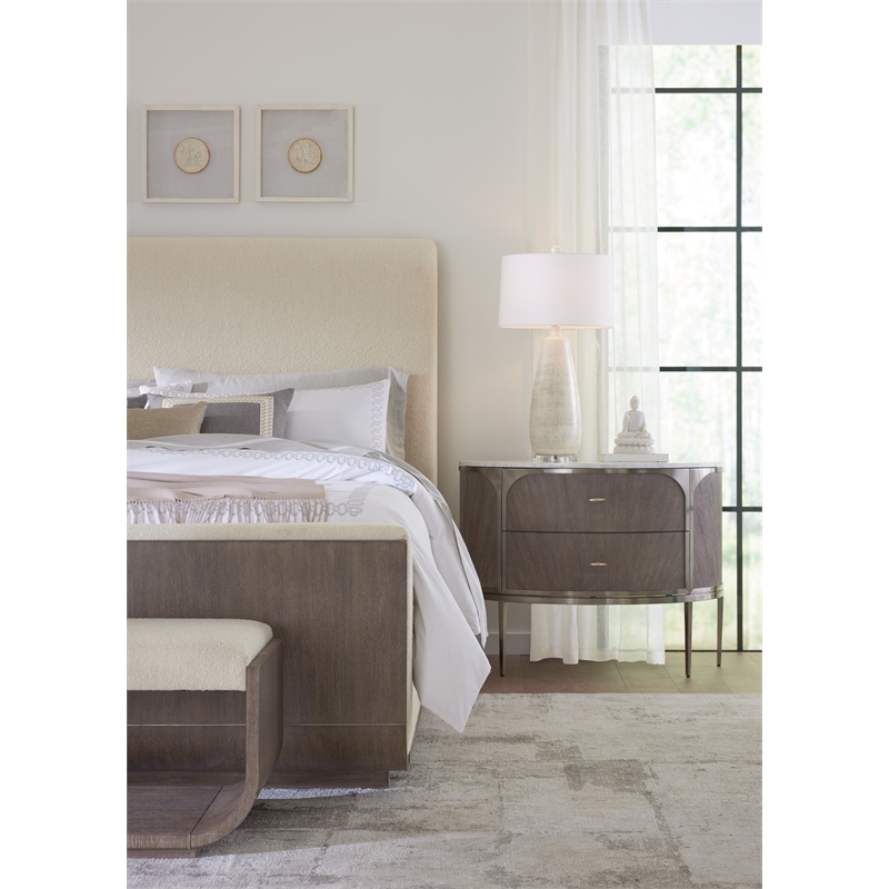 Modern Mood Fabric Seat Bed Bench in Brown by Hooker Furniture