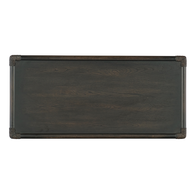 Retreat Pole Rattan Wood Chest in Black Sand Finish by Hooker Furniture
