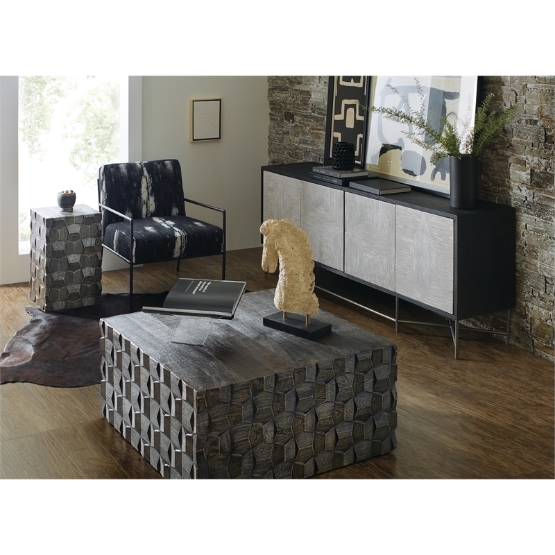 Hooker Furniture Commerce and Market Chiseling Wood Cocktail Table in Black
