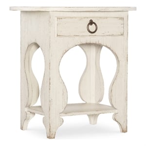 Americana One-Drawer Wood Oval Nightstand in White by Hooker Furniture