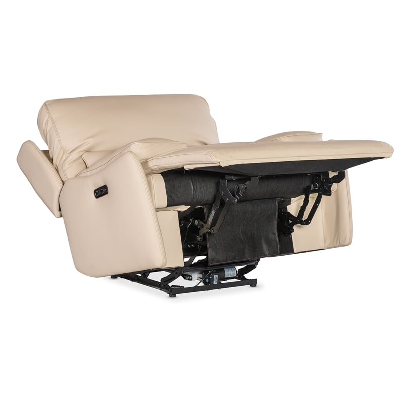 Kramer Zero Gravity Power Leather Recliner w/ Power Headrest in Beige by Hooker