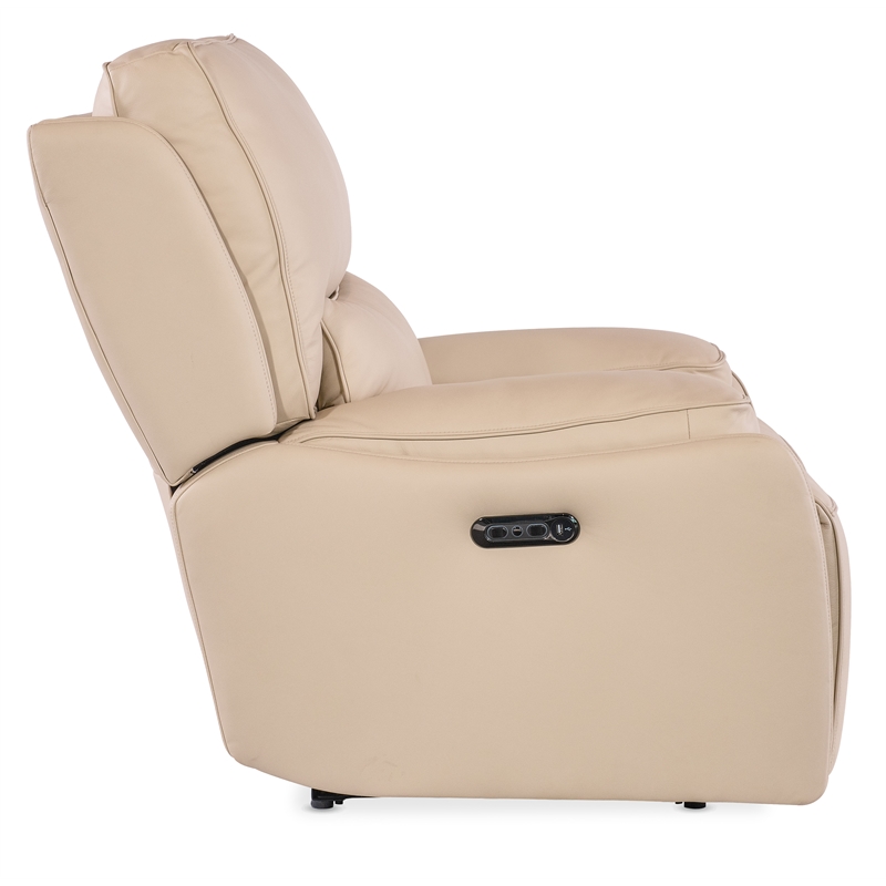 Kramer Zero Gravity Power Leather Recliner w/ Power Headrest in Beige by Hooker
