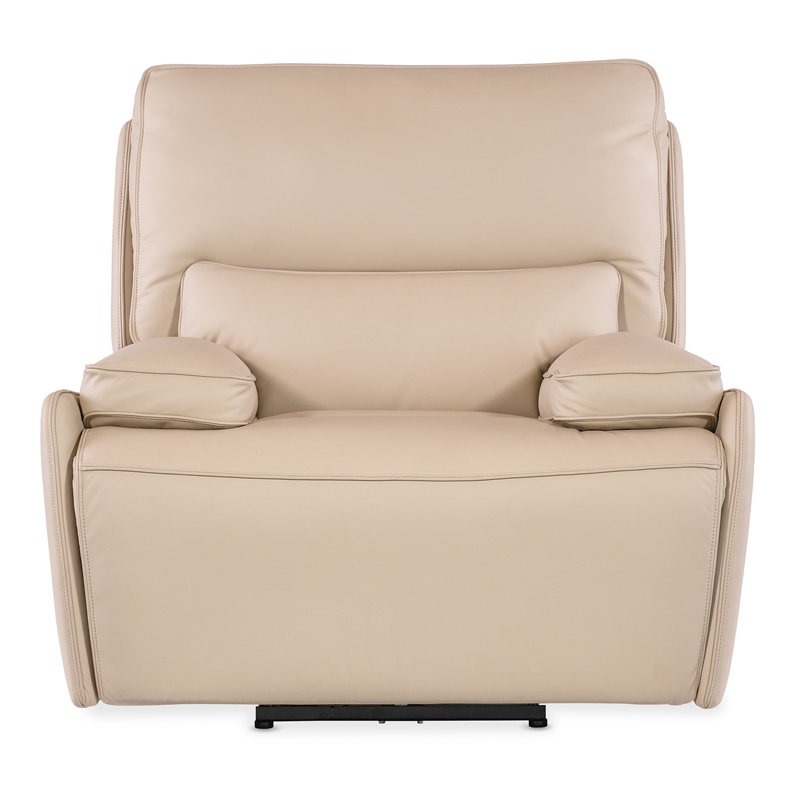 Kramer Zero Gravity Power Leather Recliner w/ Power Headrest in Beige by Hooker