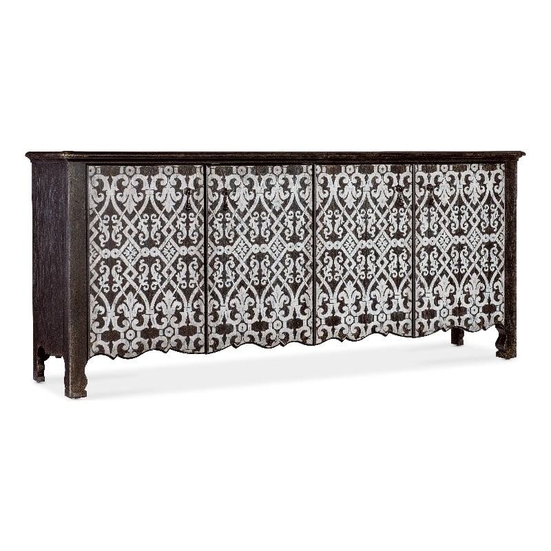 Americana Wood Entertainment Credenza in Black by Hooker Furniture