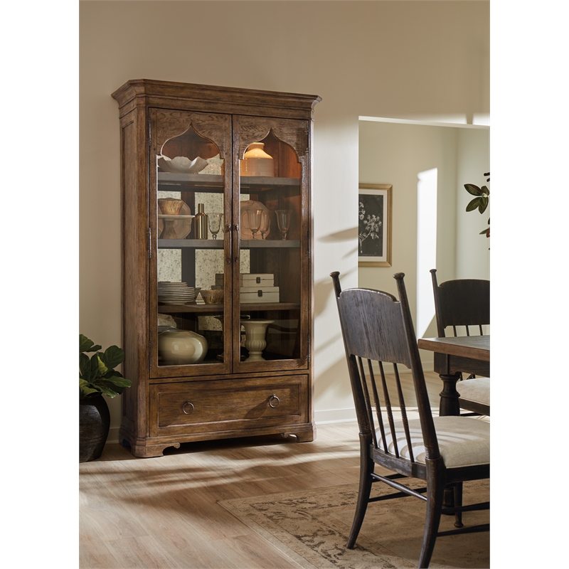 Hooker Furniture  Americana Wood Display Cabinet in Brown