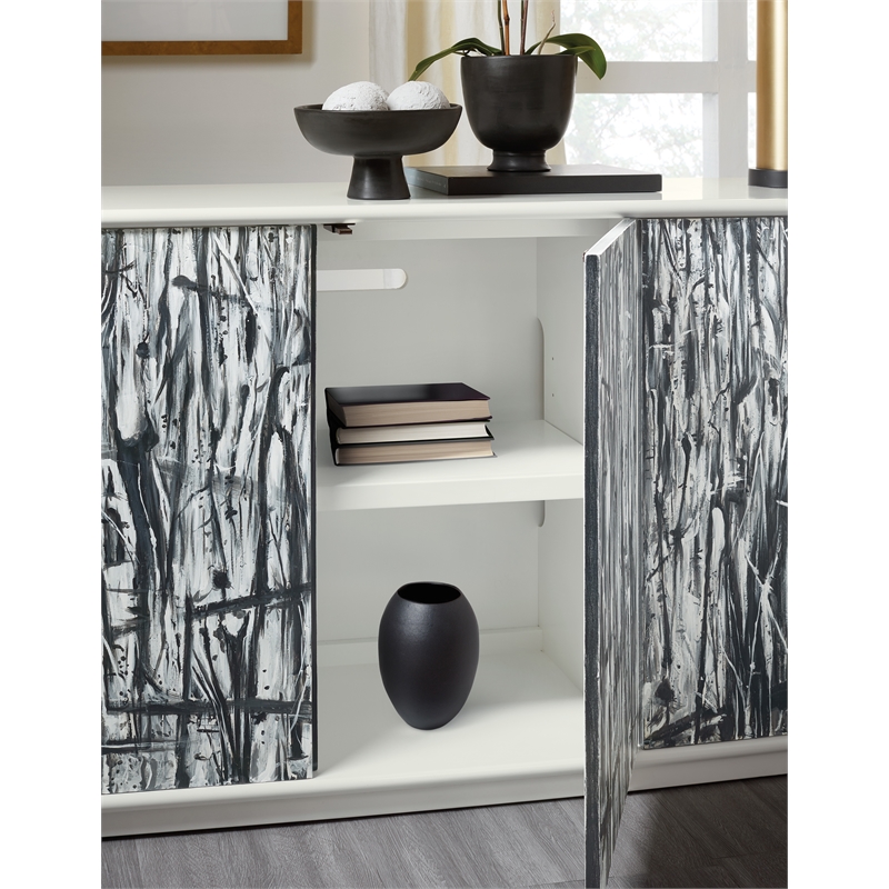 Melange Graffitio Wood Credenza in White by Hooker Furniture