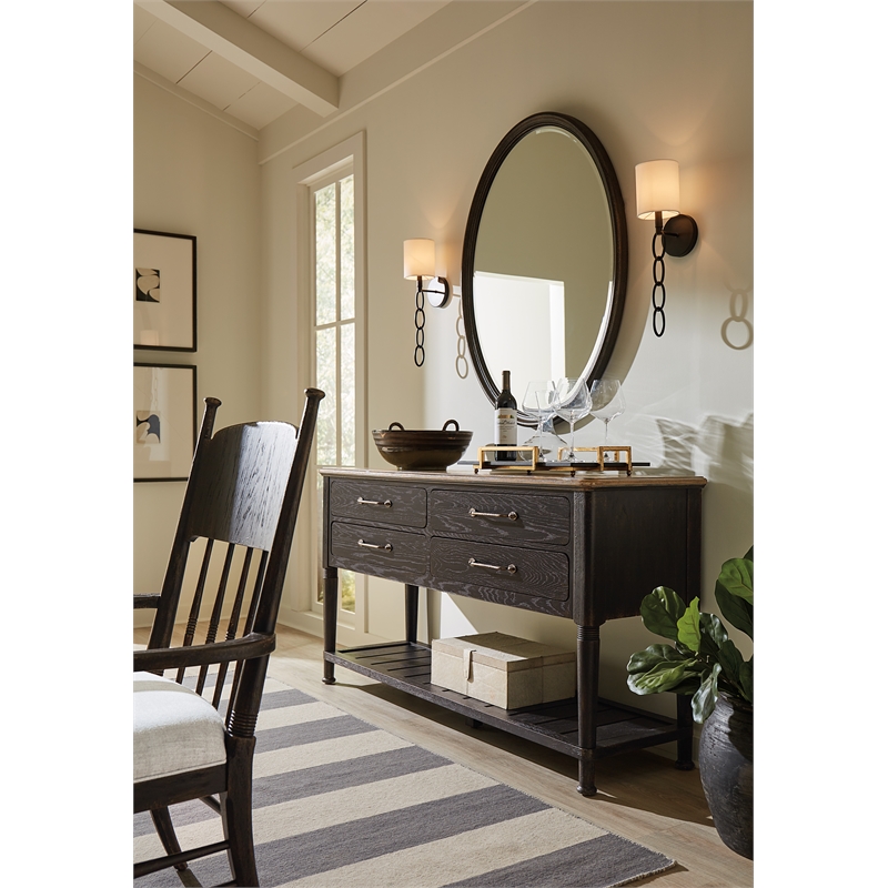 Americana Oval Wood Framed Mirror in Black by Hooker Furniture