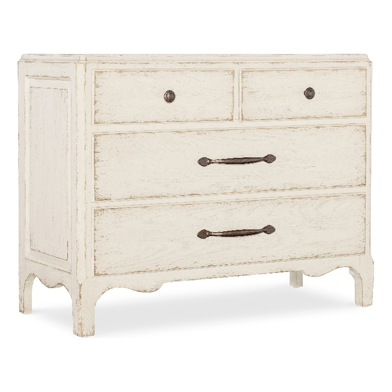 Americana Wood Four Drawer Bachelor Chest in White by Hooker Furniture