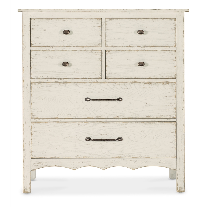 Hooker Furniture Americana 6-Drawers Chest in White Distressed Wood