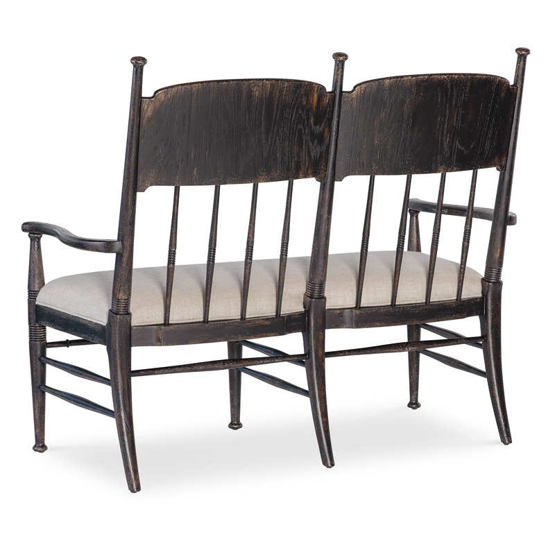 Americana Wood Dining Bench with Beige Fabric Seat by Hooker Furniture