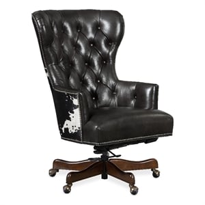 Katherine Executive Swivel Tilt Chair with Black & White HOH in Brown Leather