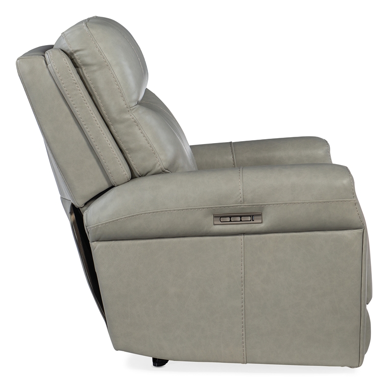 Carroll Power Recliner with Power Headrest & Lumbar in Gray Leather by Hooker