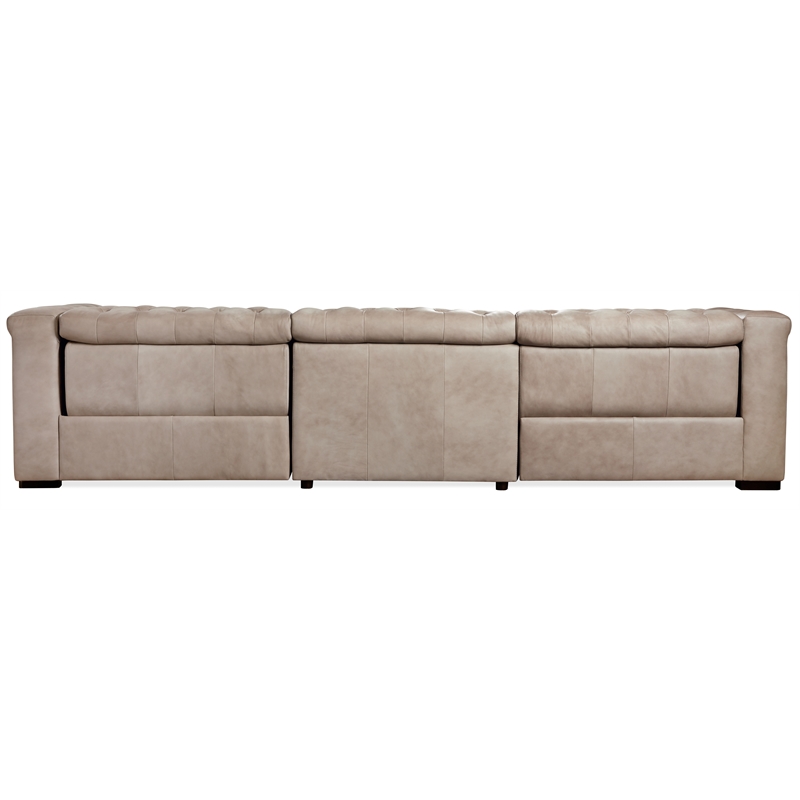 Savion Grandier Power Recliner Sofa with Power Headrest in Brown Leather
