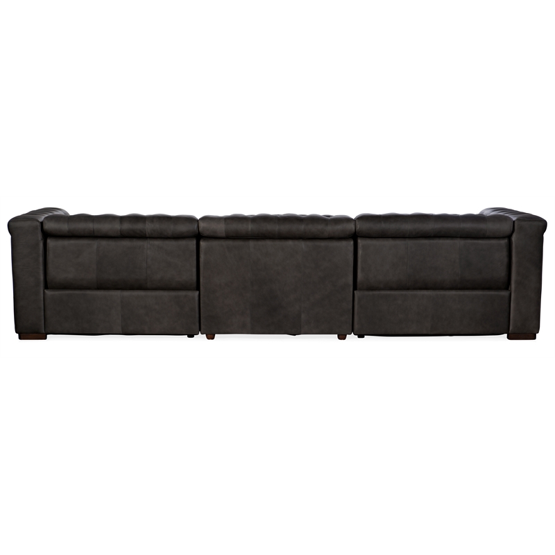Savion Grandier Power Recliner Sofa with Power Headrest in Gray Leather