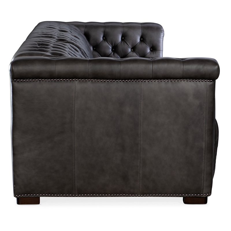 Savion Grandier Power Recliner Sofa with Power Headrest in Gray Leather