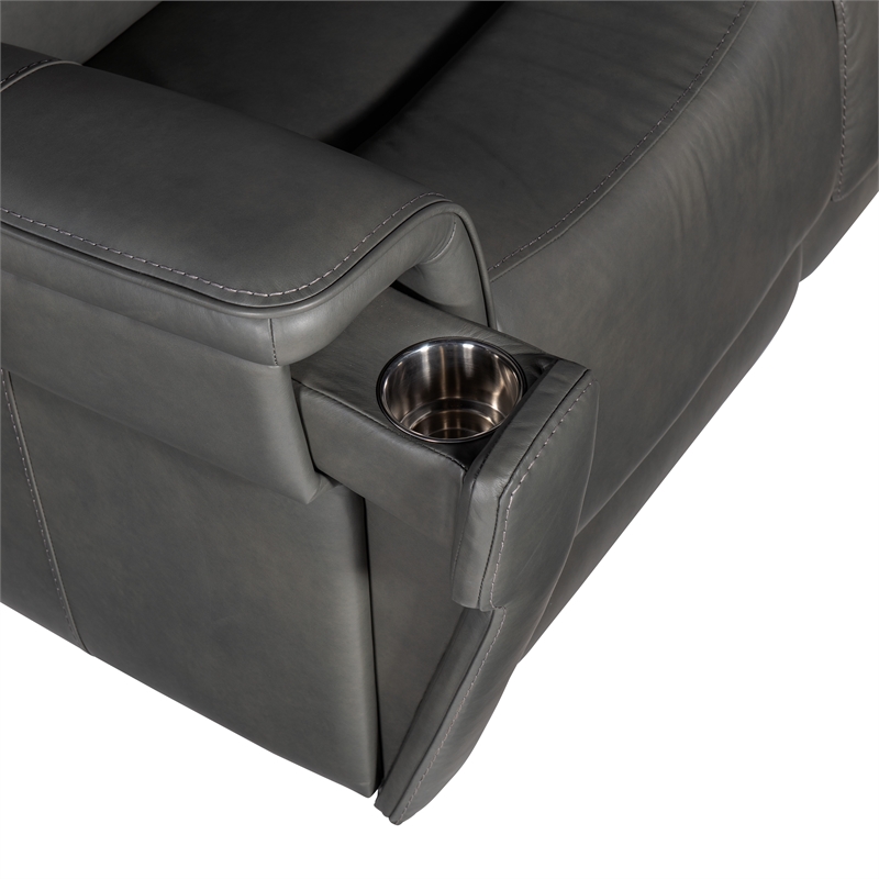 Lyra Zero Gravity Power Loveseat with Power Headrest in Gray Leather by Hooker