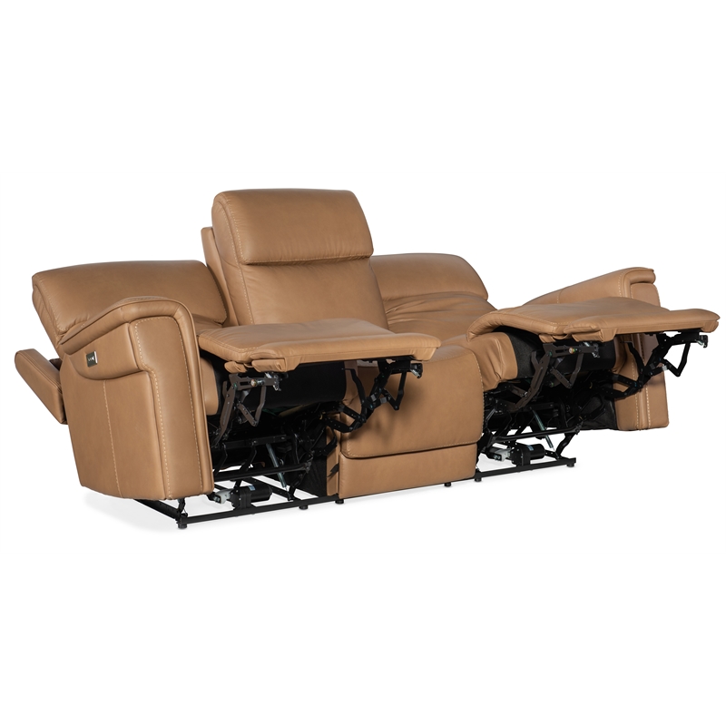 Lyra Zero Gravity Power Sofa with Power Headrest in Brown Leather by Hooker