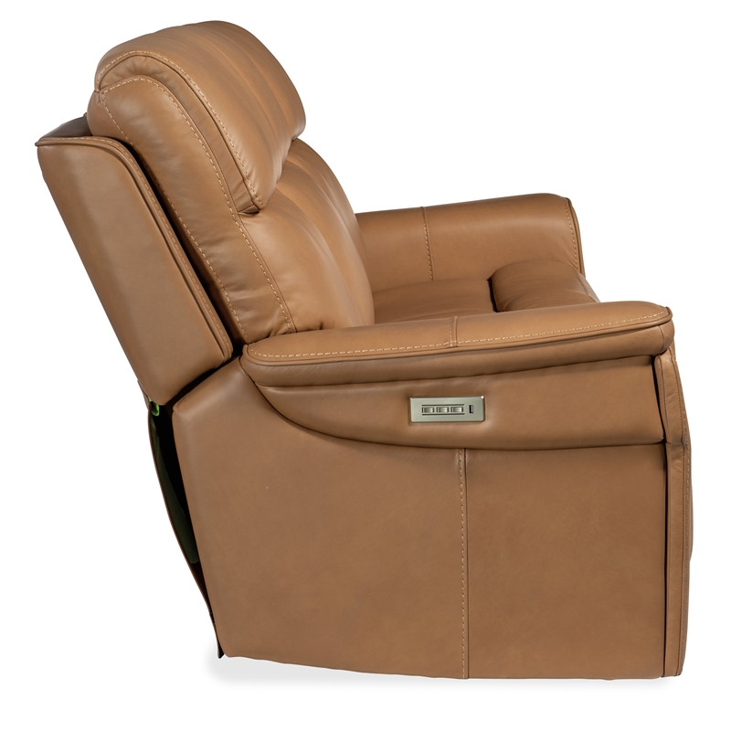 Lyra Zero Gravity Power Sofa with Power Headrest in Brown Leather by Hooker