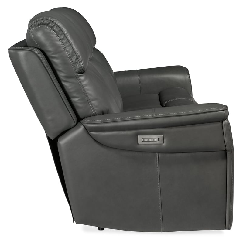 Lyra Zero Gravity Power Sofa with Power Headrest in Gray Leather by Hooker
