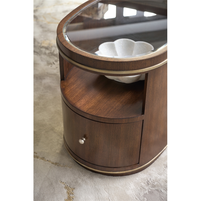 Melange Contours Side Table in Dark Brown Wood by Hooker Furnishings
