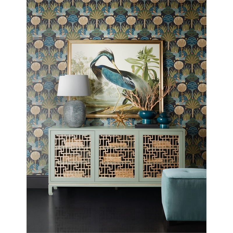Commerce & Market Trellis Entertainment Credenza in Green Wood by Hooker
