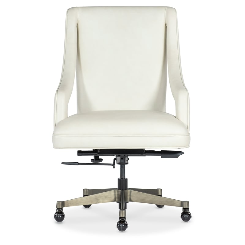 Meira Executive Swivel Tilt Chair in White Leather by Hooker Furnishings