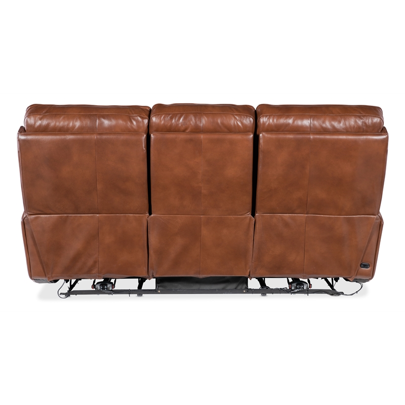 Crosby Pwr Sofa with Pwr Headrest and Lumbar in Brown Leather by Hooker