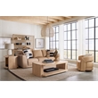 Keys Wide Arm Stationary Sofa in Beige Leather by Hooker Furnishings