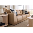 Keys Wide Arm Stationary Sofa in Beige Leather by Hooker Furnishings
