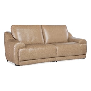 Wayward Power Sofa w/Power Headrest in Brown Leather by Hooker Furnishings