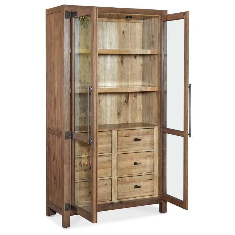 Vineyard Row Display Cabinet in Dark Brown Wood by Hooker Furnishings
