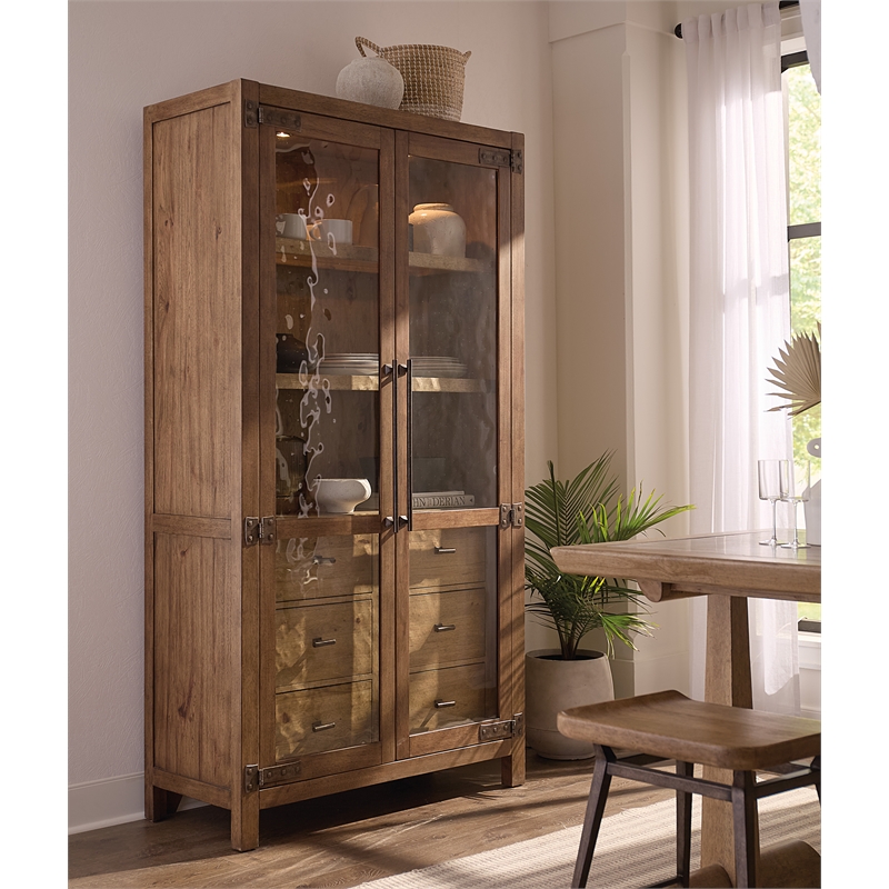 Vineyard Row Display Cabinet in Dark Brown Wood by Hooker Furnishings