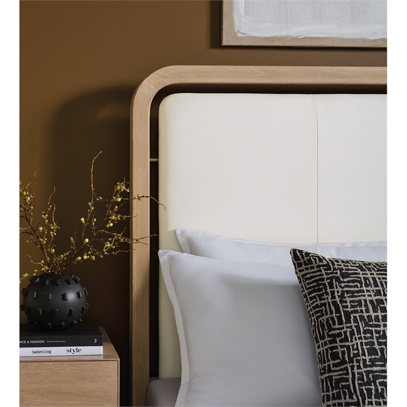 Banyon Bay California King Panel Bed in Beige Leather by Hooker Furnishings